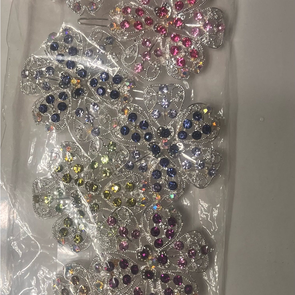 Colorful Rhinestone Butterfly Hair Clips